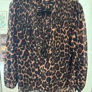 Jcrew leopard blouse. Partial button up. Size small. Smoke-free home